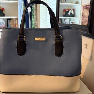 Kate Spade Blue and Cream Satchel with Gold Hardware